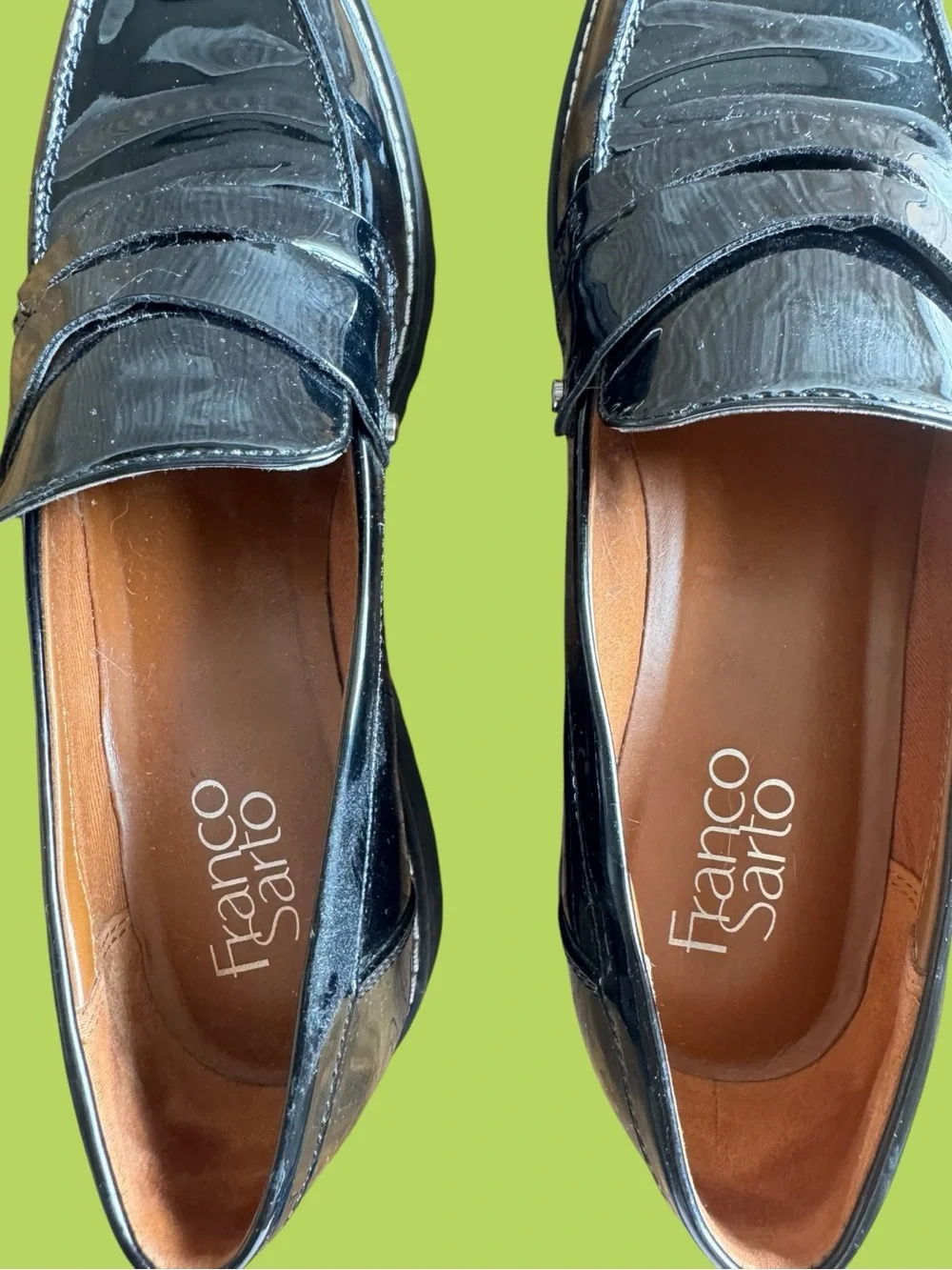 Franco Sarto Black Patent Leather Women's Loafers